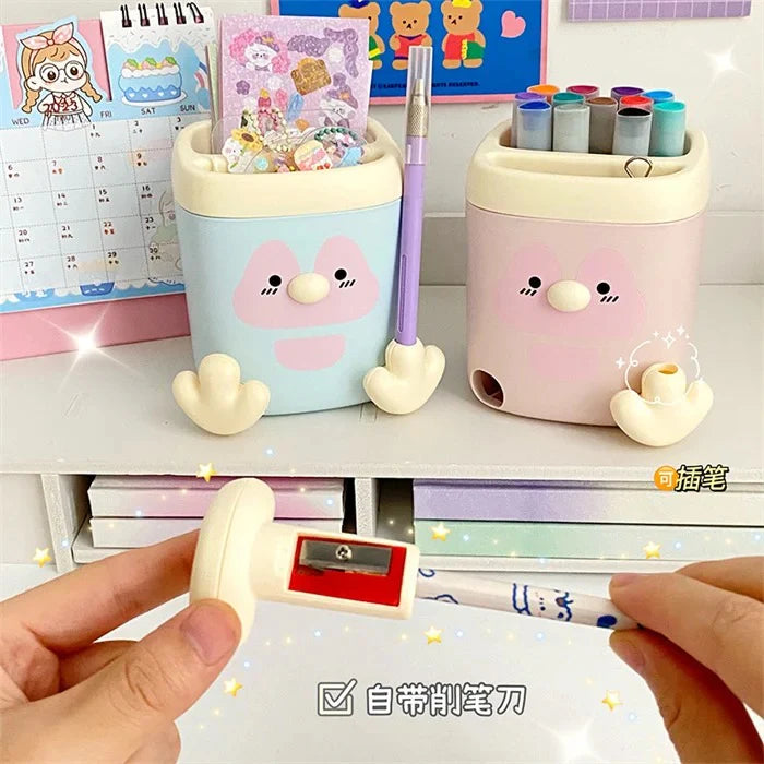 Kawaii Duck Pen Stand with Sharpener