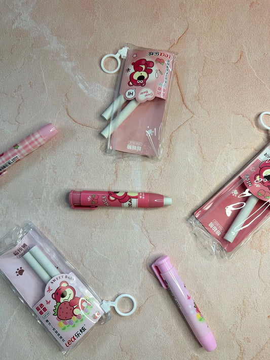 Kawaii Pink Bear Push Eraser