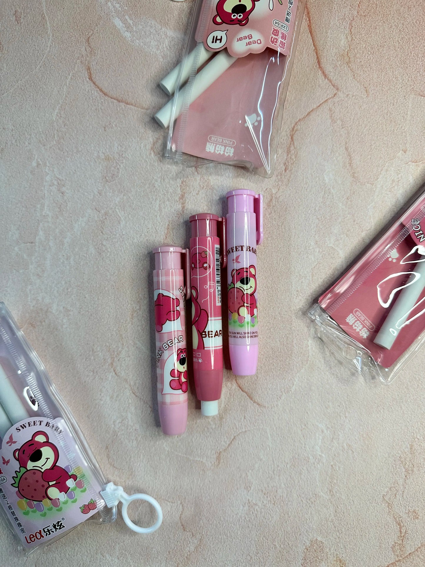 Kawaii Pink Bear Push Eraser