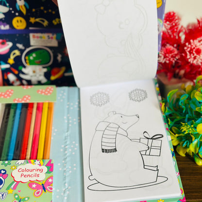 Coloring Book Set with Scratch Book